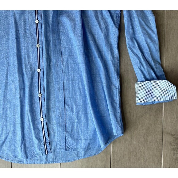 Bugatchi Shaped Fit Dress Casual Shirt Men Sz L XL 17 17.5 Cotton - Picture 4 of 11